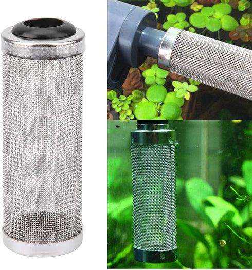 Aquarium Filter Cover Stainless Steel Intake Strainer Fish Shrimp Cover Filter Guard Fish Shrimp Mesh Aquarium Intake Filter Mesh for Shrimp and F...