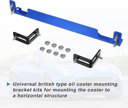 X AUTOHAUX Universal Oil Cooler Mounting Bracket Kit 330mm Aluminum Alloy Engine Oil Cooler Radiator Adapter Kit Oil Cooler Bracket Kit Blue...