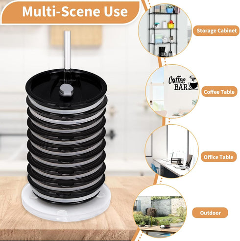 2 Pcs Acrylic Tumbler Lid Organizers,Storage Rack Water Bottle Lid Holder Vertical,Storage Up to 24 Cup Lid,Tumbler Lid Storage Rack for Kitchen C...