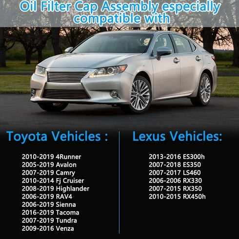 Oil Filter Housing Cap Replace 15620-31060 Compatible with Toyota Camry Avalon 4Runner Highlander Sienna Tacoma Tundra Lexus ES300h ES350 RX330 Oi...