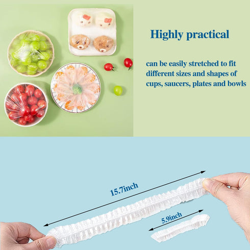 Fresh Keeping Bags,200 PCS Reusable Plastic Bowl Covers and 1 PCS Plastic Bag Holder?Elastic Storage Wraps for Containers...