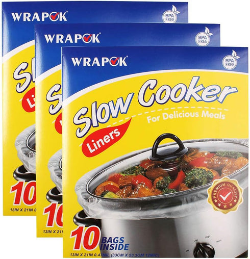 Slow Cooker Liners Kitchen Disposable Cooking Bags BPA Free for Oval or Round Pot, Large Size 13 x 21 Inch, Fits 3 to 8.5 Quarts - 3 Pack (30 Bags...