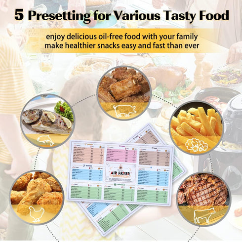 Air Fryer Magnetic Cheat Sheet Cookbook Cooker Accessories Magnet Cooking Times Chart Quick Reference Guide for 66 Common Prep Functions...