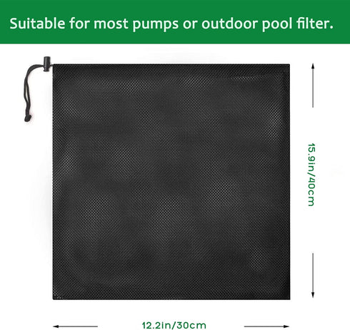 2 Pcs 12.2" x 15.9" Pump Barrier Bag, Pond Pump Filter Bag, Black Media Bag Large Pump Mesh Bag for Outdoor Water Ponds Filters (2Pcs-12.2"x 15.9"...