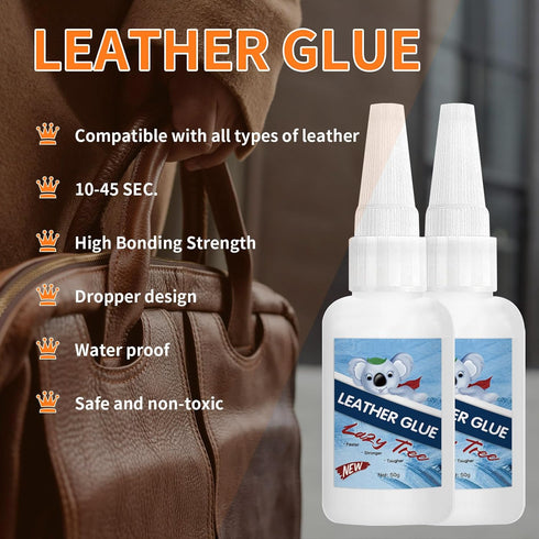 2 Pack 50gLeather Glue, Super Glue for Leather, Strong Bond for Repair & DIY, Permanent Clear Special Adhesive for Leather Shoes, Purses Bags, bel...