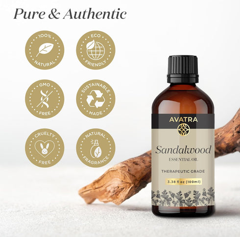 Avatra Sandalwood Essential Oil for Skin, Aromatherapy, & Diffuser | Natural Oil for Humidifier, Soap, & Candle Making | Premium Grade with Glass ...