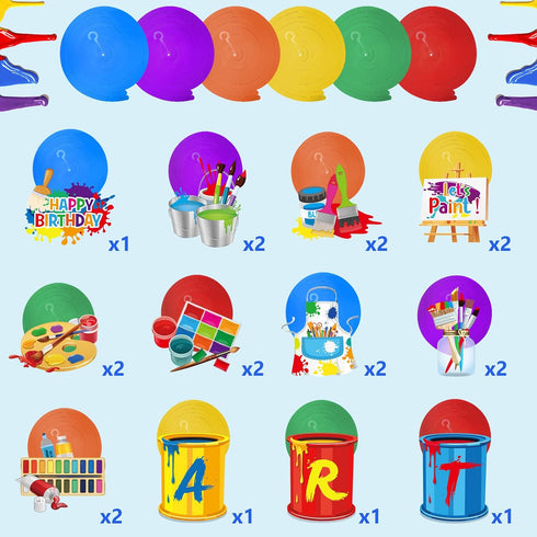 46 Pieces Art Painting Party Decoration, Art Birthday Hanging Swirls Ceiling Decor for Kids Girl Boy Painting Birthday Graffiti Party Supplies...