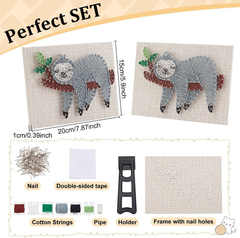WEBEEDY DIY String Art Kit for Adults Beginners, Cute Sloth Animal Nail String Craft Kit, Include All Necessary Accessories and Frame Home Wall De...
