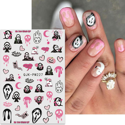 JMEOWIO 9 Sheets Halloween Nail Art Stickers Decals Self-Adhesive Cute Flower Ghost Nail Supplies Nail Art Design Decoration Accessories...