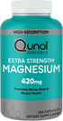 Qunol Magnesium Capsules 420mg, 100% DV, High Absorption Magnesium Supplement, Extra Strength, Bone and Muscle Health Supplement, 180 Count...
