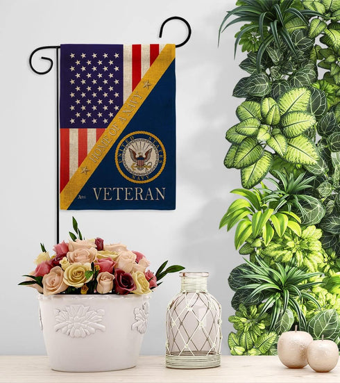 Home of Navy Burlap Garden Flag - Armed Forces USN Seabee United State American Military Veteran Retire Official - House Decoration Banner Small Y...