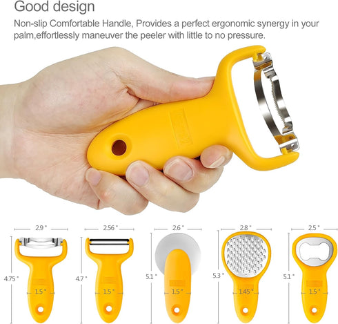 Original Corn Grater, Corn Peeler, Cheese Shredder, Bottle Opener and Pizza Cutter, Kitchen Gadgets 5 Piece Set(Yellow)…...