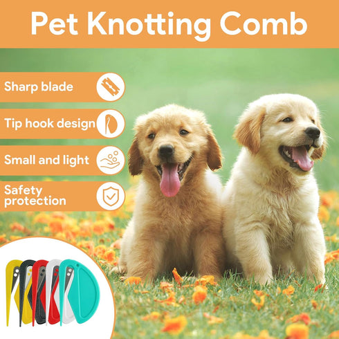 5 Pcs Pet Knotting Comb Set for Cats and Dogs, Effective Hair Detangler & Remover Grooming Tool, Knot Removing Comb for Knotted Fur, Tangles and M...