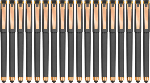 Linbsunne Black Gel Pens 0.7mm Medium Point Pen Office Pens 2-in-1 Stylus Pens for Touch Screens Gel Ink Rollerball Pens for Writing (18 Pack-grey...