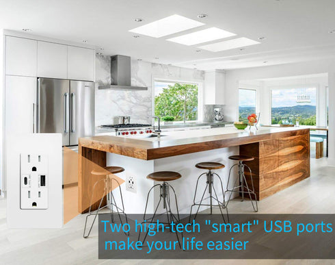 Micmi USB Outlet with C + A Wall Dual High Speed Receptacle Smart 4.8A Fast Charging Capability, Tamper Resistant Wall Plate Included UL Listed (1...