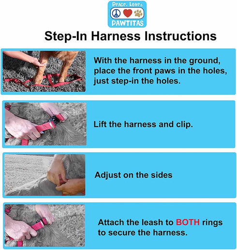 Pawtitas Solid Color Step in Dog Harness or Vest Harness Dog Training Walking of your Puppy Harness Medium Dog Harness Black Dog Harness...