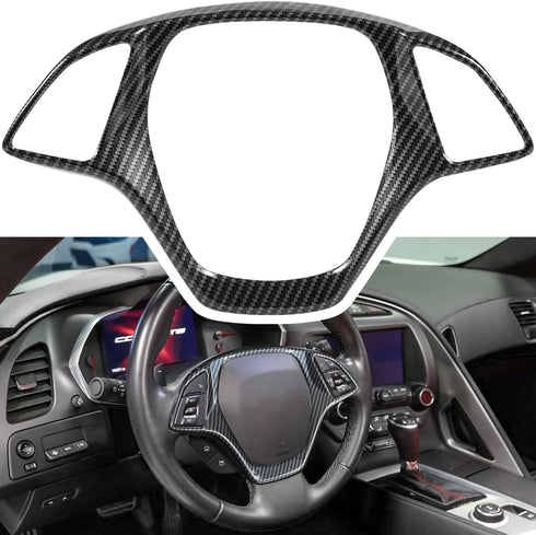 Carbon Fiber Look Steering Wheel Cover Molding Cover Trim For Chevrolet Corvette C7 Z06 Z51 ZR1 Stingray Grand Sport 2014 2015 2016 2017 2018 2019...