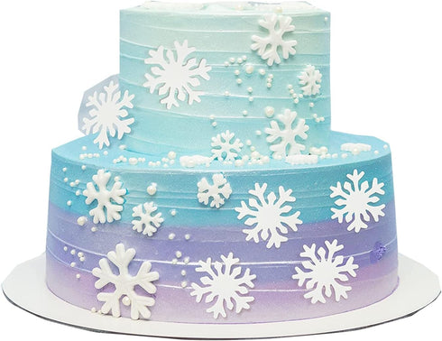 50pcs snowflake cake decorations edible cake toppers snowflake Cupcake Toppers edible frozen cake topper for the winter cake decoration...