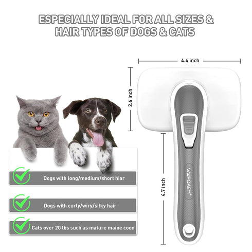 Dogs Cats Self Cleaning Slicker Brush for Shedding & Grooming Any Breed of Pets, Remove Loose Undercoat Knots Mats Tangled Hair for Small Medium L...