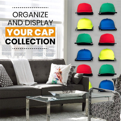 Boxy Concepts Hat Rack for Wall - Pack of 4 Premium Hat Organizer for Baseball Caps - Hat Storage, Hat Holder, & Hanger Your Ball Caps - Plastic W...