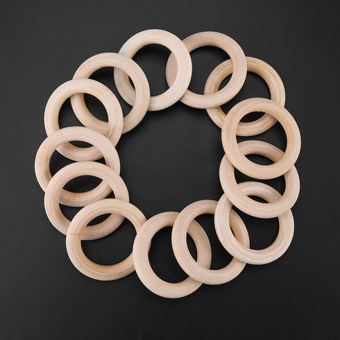 50pcs Wood Rings Circle Unfinished Wooden Round Rings Wood Craft Pendant Connectors for Jewelry Making...