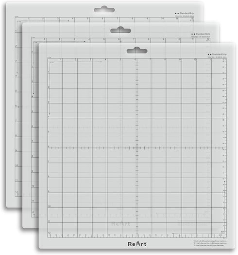 ReArt Cutting Mat for Silhouette Cameo 3 Packs 12” x 12” - Standard Grip Adhesive Cutting Mat Replacement Set Mats Vinyl Craft...