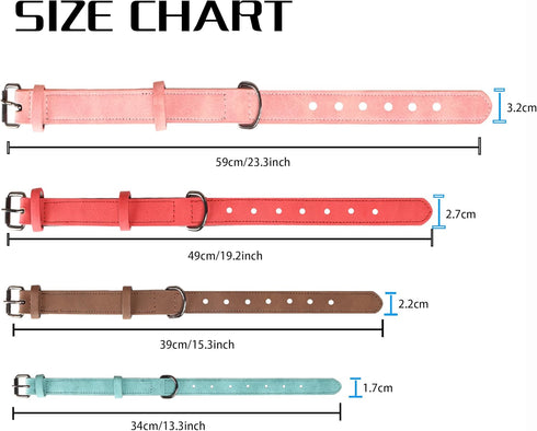 YAODHAOD Soft Padded Leather Dog Collar for Dogs, Adjustable Microfiber Dog Collar Leather, Heavy Duty Dog Collar for Small Medium Large Dogs Pupp...
