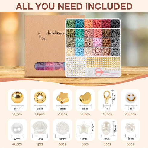 TEXGIZRLY Clay Bead Bracelet Kit, Friendship Bracelet Making Kit for Girls, 24 Colors Clay Beads for Bracelets Making, Beads for Jewelry Making Ki...
