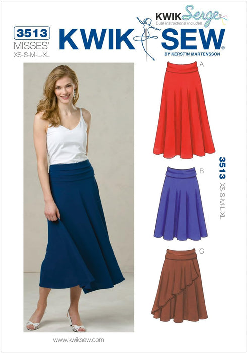 Kwik Sew K3513 Skirts Sewing Pattern, Size XS-S-M-L-XL...