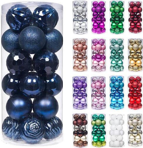 XmasExp 60mm/2.36" Christmas Ball Ornaments Shatterproof Christmas Ornaments Set Decorations for Xmas Tree Balls - 24ct (2.36'', Blue)...