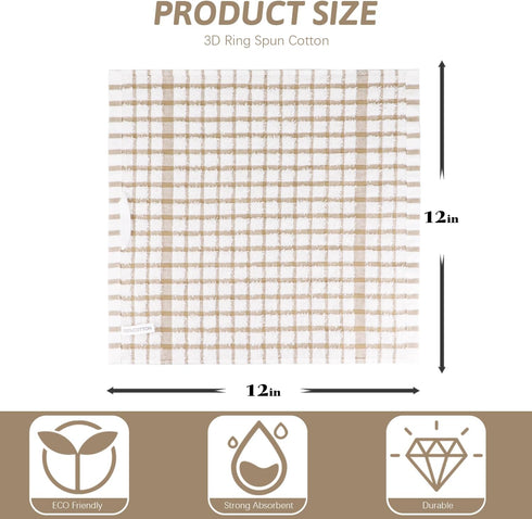 Nialnant 8 Pack Dish Cloths,100% Cotton Soft Absorbent Cleaning Rags,Quick Drying Dish Towels for Kitchen,Washing Dishes-Little Yellow Plaid,12 x ...