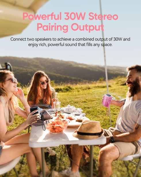 Portable Bluetooth Speaker with Lights,Powerful Crystal Clear Sound,IPX5 Waterproof,All Day Playtime,AUX&TF-Card Input,Bluetooth 5.3,TWS Paring,Sm...