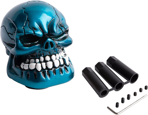 Skull Stick Shift Knob Resin Skeleton Head Shifter Knob Cool Style Shifter Lever Knob Fit Most Manual Automatic Car Tuck Vehicle, TA40C, Blue 2...