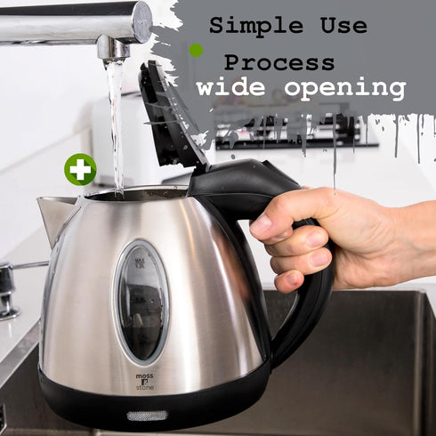 Moss & Stone 1.2L Stainless Steel Small Electric Kettle, Cordless 1500w Fast Boiling Pot, Portable Hot Water Electric Tea Kettle With Boil Dry Pro...