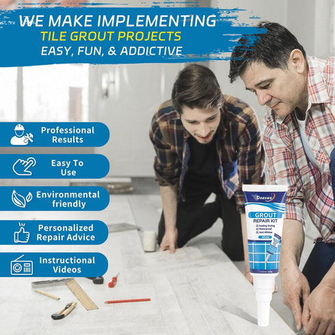 Deuvuo Tile Grout Repair Kit,12 Pcs White Grout Filler for Tile Floor, Grout Paint Pen Kit for Shower Bathroom Kitchen, Fast Drying Grout Sealer f...