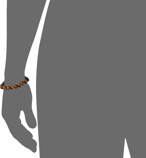 Mens Polished Tiger Eye and Black Matte Onyx Bead Stretch Bracelet (10mm), Brown, One Size...
