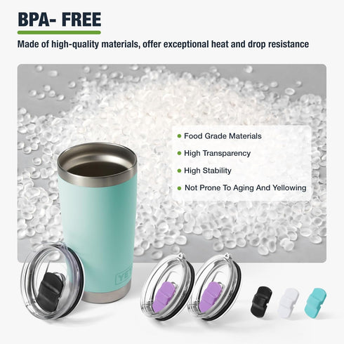 20 oz Tumbler Lids,Magnetic Tumbler Lid Replacement for YETI,BPA Free 2 Pack Purple Tumbler Lids & 3 Pack Magnetic Slider...