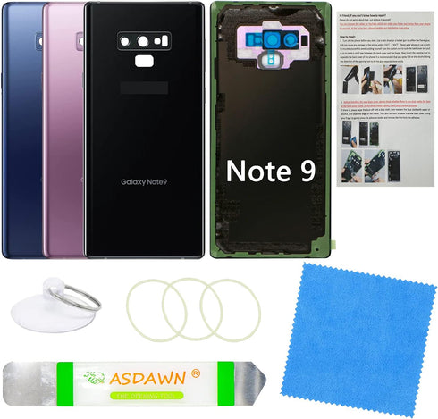 Galaxy Note 9 Back Cover Glass Replacement with Pre-Installed Camera Lens + All The Adhesive + Installation Manual + Repair Tool Kit for Samsung G...