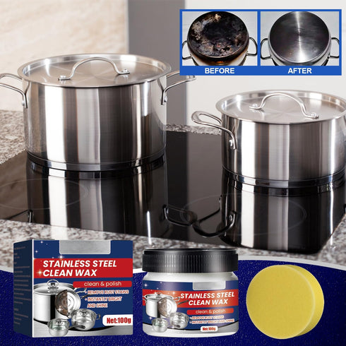 2PCS Stainless Steel Clean Wax, Magical Nano-Technology Stainless Steel Cleaning Paste, Stainless Steel Cleaner and Metal Polish, 3 In 1 Stainless...