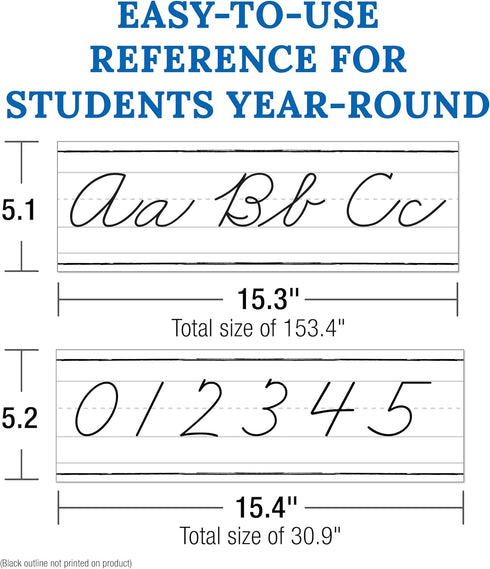 Carson Dellosa 39-Piece Farmhouse Cursive Alphabet and Number Line Bulletin Board Set, Cursive Alphabet Wall Strip and Number Line, Cursive Classr...