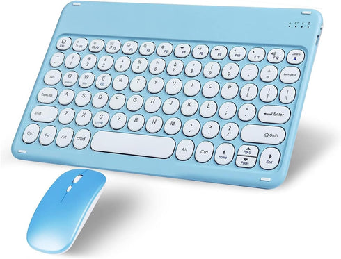 Wireless Bluetooth Keyboard and Mouse Combo Portable Mini Small Slim Compact Typewriter Ergonomic Travel Bluetooth Keyboard Mouse for iPhone iPad ...