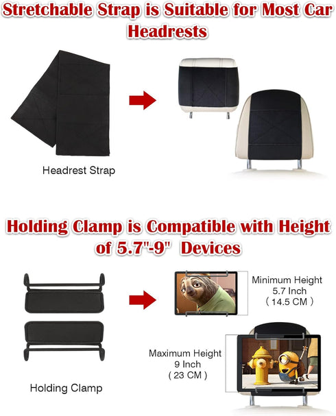 WONNIE 2 Pack Car Headrest Holder for 10-12.9" Large Size Tablets...
