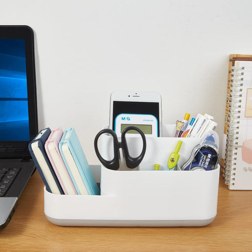 LETURE Desktop Storage Organizer, Pen Pencil Card Holder Box Container for Desk, Office Supplies, Vanity Table (White)...