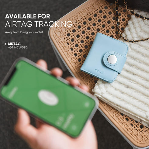 Womens Small Wallet for Airtag RFID Blocking Vegan Leather Airtag Wallet for Women...