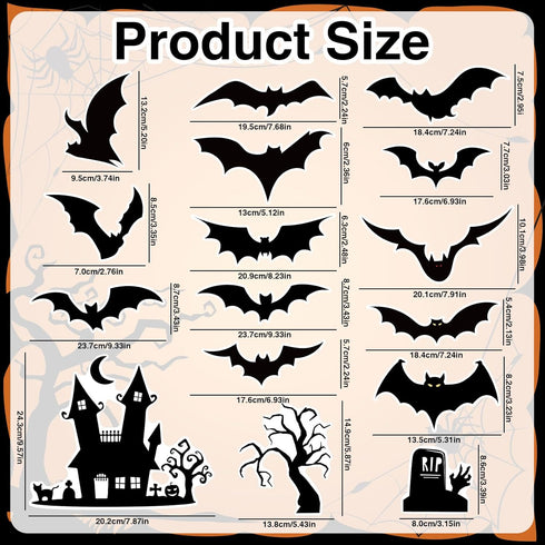 Whaline 16Pcs Halloween Refrigerator Magnets Black Bat Fridge Magnets Happy Halloween Magnet Bat Stickers Decorative for Locker Home Locker Garage...