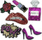 7 Pcs Purple Blue Embroidered Patches Lip/Lipstick Iron On Patch Sewing On Sequins DIY Clothes Applique Garment Motif Woman Girl Brand Patch (Purp...