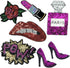 7 Pcs Purple Blue Embroidered Patches Lip/Lipstick Iron On Patch Sewing On Sequins DIY Clothes Applique Garment Motif Woman Girl Brand Patch (Purp...