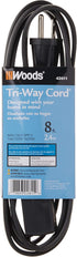Woods 2611 8-Foot 3-Prong Indoor Extension Cord With 3 Outlets, Black...