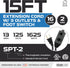 Iron Forge Cable 3 Outlet Foot Switch Extension Cord 15 ft, 13 Amp Black Extension Cord with Foot Tap Switch, 16/2 Indoor Lamp Cord Great for Smal...
