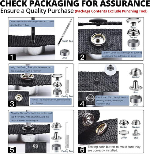 120 pcs Stainless Steel Snap Marine Grade Boat Canvas Snaps Fasteners kit 15 mm Snap Button Press Stud Cap for Fabric Jeans Jackets DIY Craft Mari...